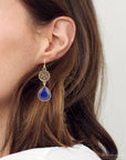 Lace Blue Agate Drop Golden Earrings
