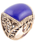 Lace Blue Agate Golden Statement Ring