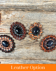 Lapis Cabochon Stone - Leather Rosette Options -