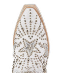 Matte White Western Style Boot For Women With Subtle Celestial Inspired Elements