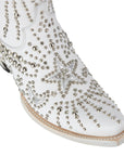 Matte White Western Style Boot For Women With Subtle Celestial Inspired Elements