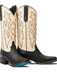 Classic Square Boot - Jet Black and Pale Ivory