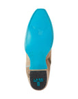 Knee High Corset Boot In Latte Suede With PowderBlue Accents For StagePerformanceOutfit