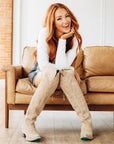 Latte Suede Over The Knee Boot Featuring Contoured Corseted Silhouette And Comfort