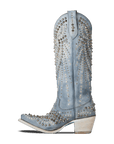 Washed Denim Western-Inspired Boot With Glam Rock Attitude For Modern Wardrobe Capsule