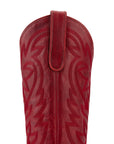 Smoldering Ruby Snip Toe Cowgirl Boot With Cosmic Starburst Embroidered Detailing