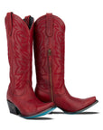 Smoldering Ruby Snip Toe Cowgirl Boot With Cosmic Starburst Embroidered Detailing