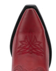 Smoldering Ruby Snip Toe Cowgirl Boot With Cosmic Starburst Embroidered Detailing
