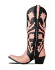 Jolene Exotic Boot - Blush Ostrich & Jet Black