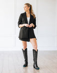 Lexington Knee High Corset Back - Jet Black