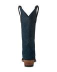 Navy-Blue Suede Western-Style Boot With Snip Toe And Cushioned-Traction Turquoise-Soled 1.5-Inch Heel