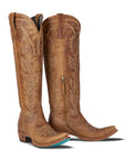 Desert Clay Knee High Western Boots With Premium Calfskin Leather Construction Details