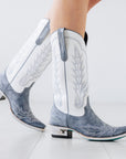 Lexington Boot - Washed Denim/Matte White