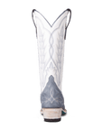 Washed Denim Matte White Snip Toe Western Boot