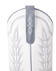 Washed Denim Matte White Snip Toe Western Boot