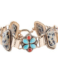 Legacy Blue Turquoise and Dalmatian Jasper Golden Bracelet