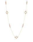 Long Delicate Orange Moonstone and Bronze Necklace