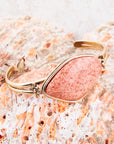 Lucent Orange Sponge Coral Cuff Golden Bracelet