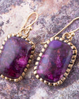 Luminous Purple Turquoise Golden Drop Earrings