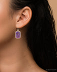 Luminous Purple Turquoise Golden Drop Earrings