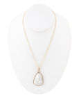 White Mother of Pearl Teardrop Golden Pendant Necklace