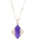 Motif Purple Agate and Golden Bronze Pendant Necklace