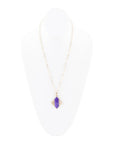 Motif Purple Agate and Golden Bronze Pendant Necklace