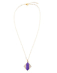 Motif Purple Agate and Golden Bronze Pendant Necklace