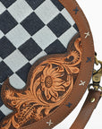 Ohlay Round Western Crossbody Bag for Women, Hand Tooled Genuine Leather Purse