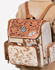 Ohlay Western Cowhide Leather Backpack for Women, Hand Tooled Genuine Leather Travel Bag
