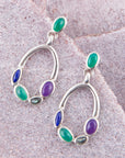 Peacock Multi-Stone Sterling Silver Earrings
