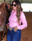 Petal Pink Sparkle Performance Rodeo Top