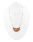 Pharoah Orange Sponge Coral Pendant and Golden Bronze Necklace