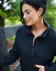 Vivienne Zip Up Stand Collar Ribbed Thumbhole Sleeve Sweatshirt