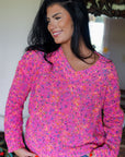 Liana Spots Knitted V Neck Casual Sweater