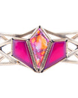 Pink Agate and Coral Matrix Golden Cuff Bracelet