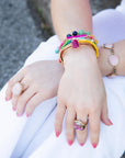 Aruba Pink Opal Golden Link Toggle Bracelet