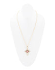 Pink Rhodonite Golden Cross Pendant Necklace