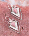 Sterling Silver Drop Earrings With Pink Rhodonite Shield
