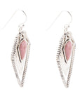 Sterling Silver Drop Earrings With Pink Rhodonite Shield