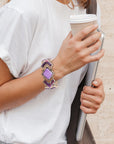 Pointedly Purple Turquoise Golden Link Bracelet