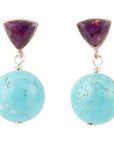 Prescott Purple Turquoise Sterling Silver Drop Earrings