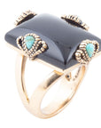 Prima Black Onyx Golden Statement Ring