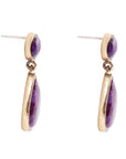 Purple Turquoise and Golden Bronze Teardrop Earrings