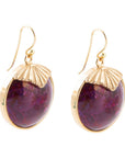 Purple Turquoise Circle Golden Drop Earrings