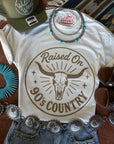 Raised On 90's Country Steer Skull Graphic Tee