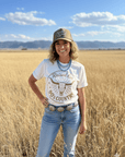 Raised On 90's Country Steer Skull Graphic Tee