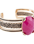 Red Raspberry Quartz Golden Statement Cuff Bracelet