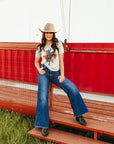Raw Cut V-neck Texas Cowboy Graphic Tee