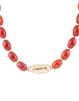 Orange Carnelian Golden Beaded Statement Necklace
